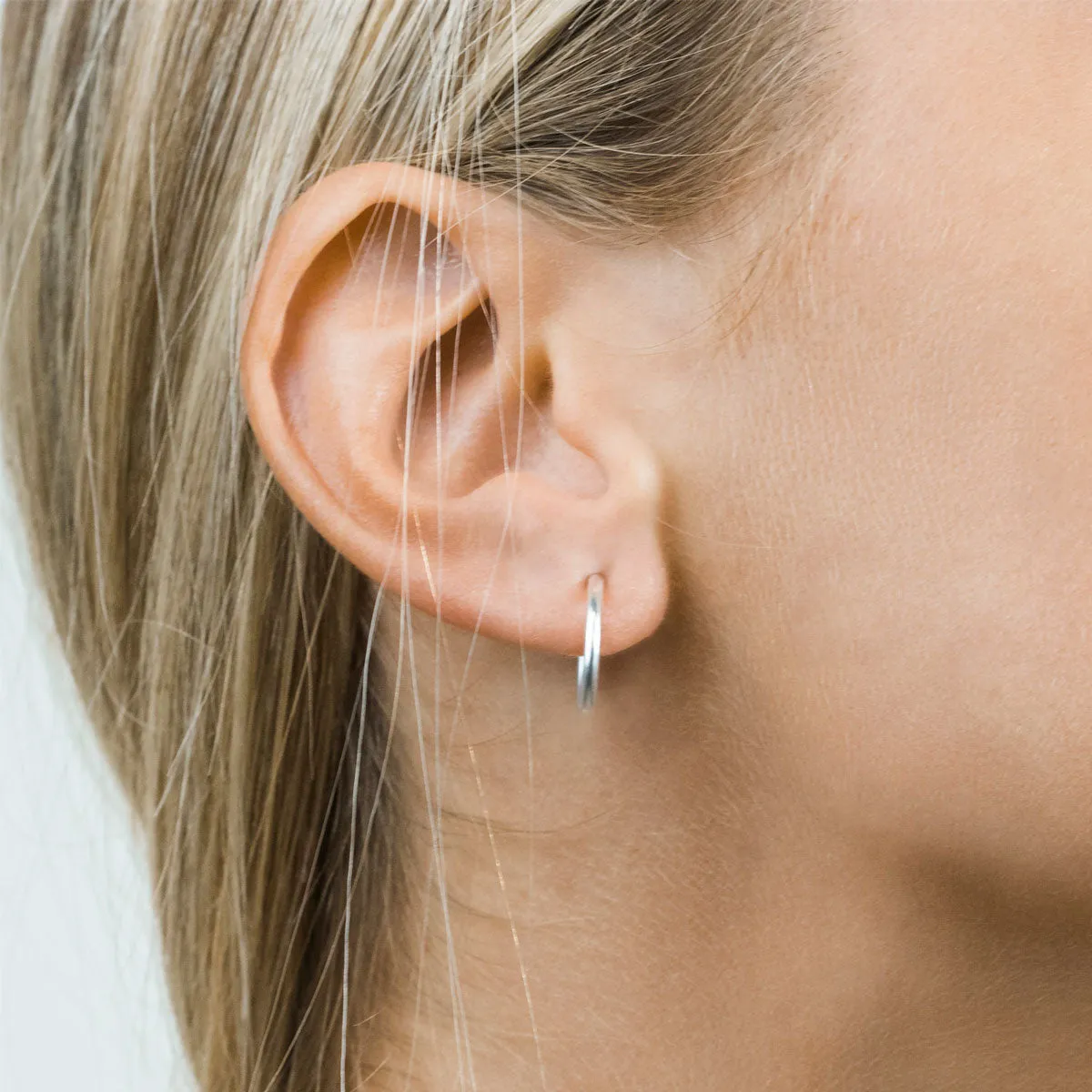 Silver Plated 17 mm Spring Illusion Clip-On Hoop  Earrings