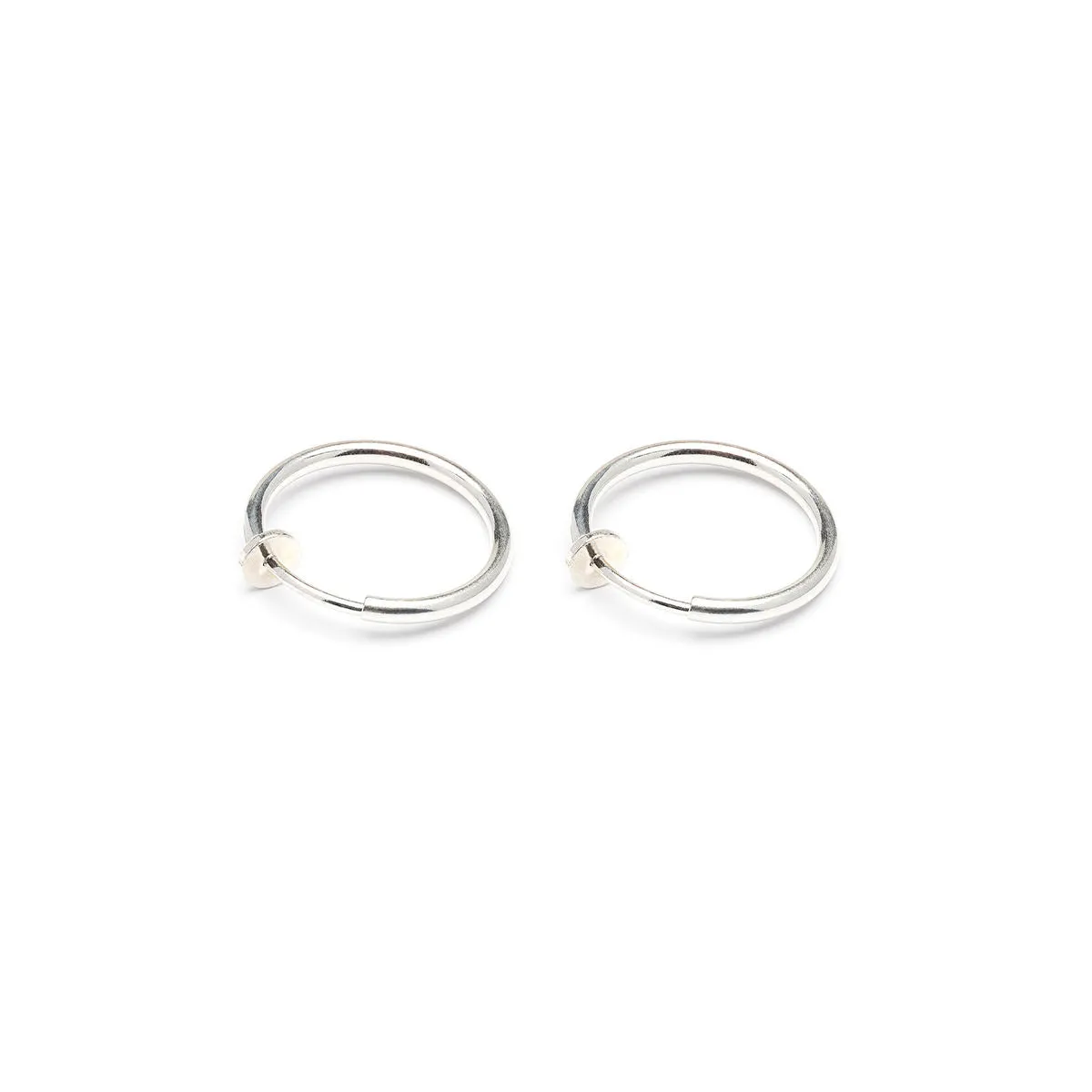 Silver Plated 17 mm Spring Illusion Clip-On Hoop  Earrings