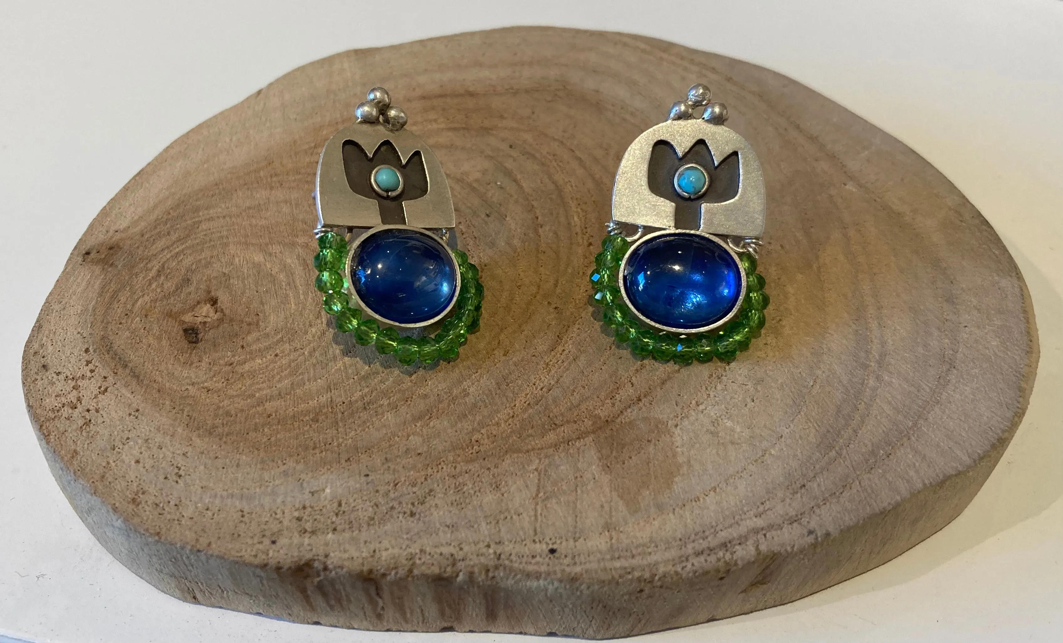 Silver turquoise/peridot Earrings