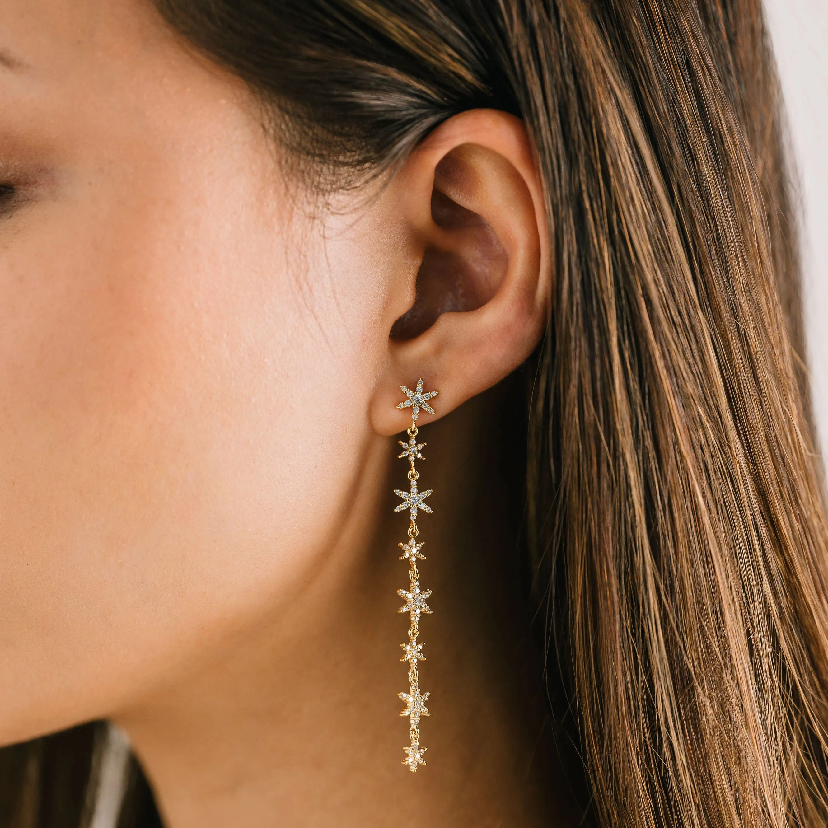 Solaris Star Drop Earrings Silver