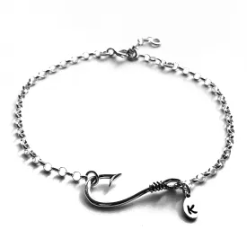 Sporty solid .925 Sterling Silver Fishhook Anklet Fish Hook