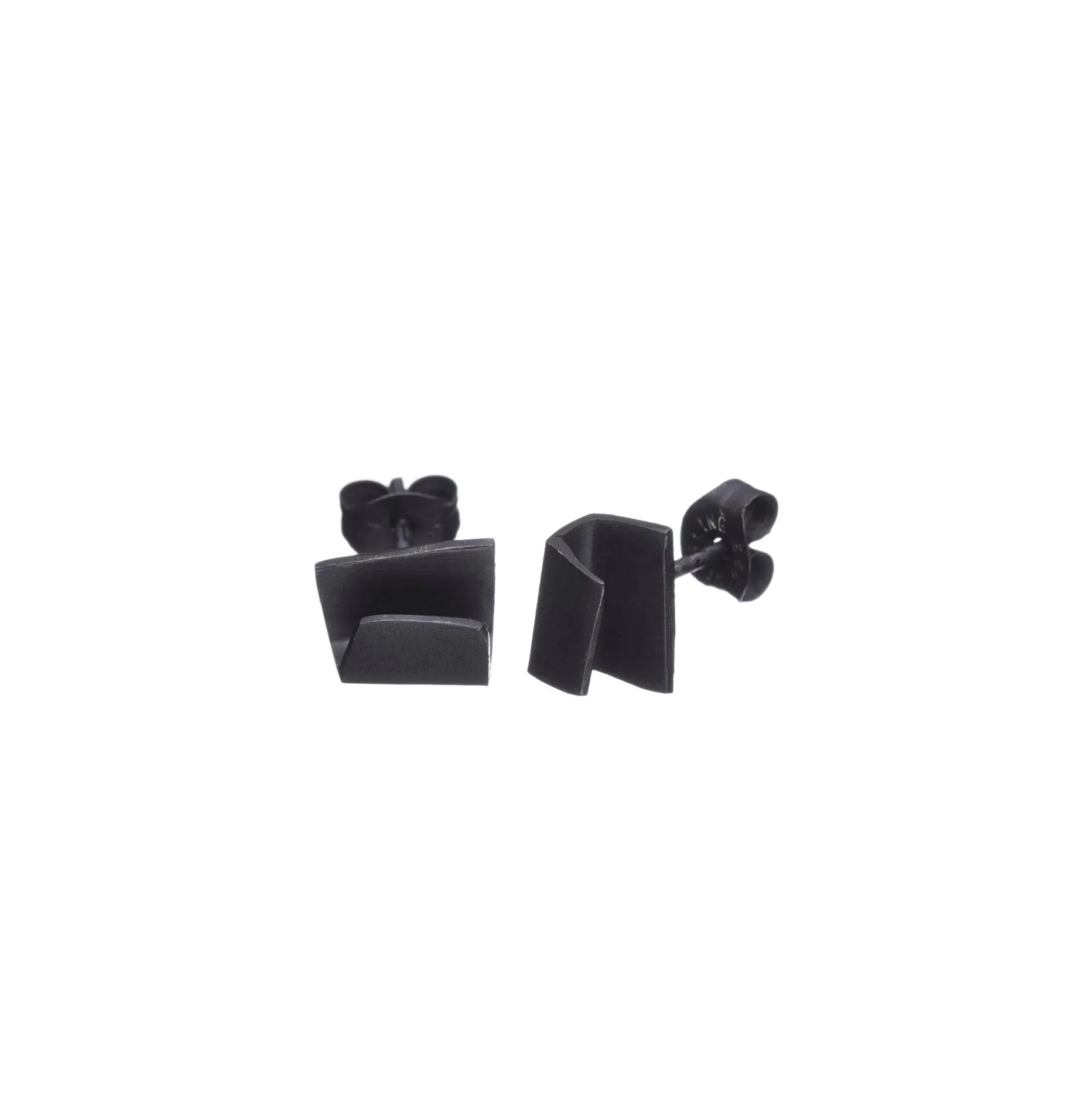 Square Fold Oxidised Silver Studs - Shabana Jacobson