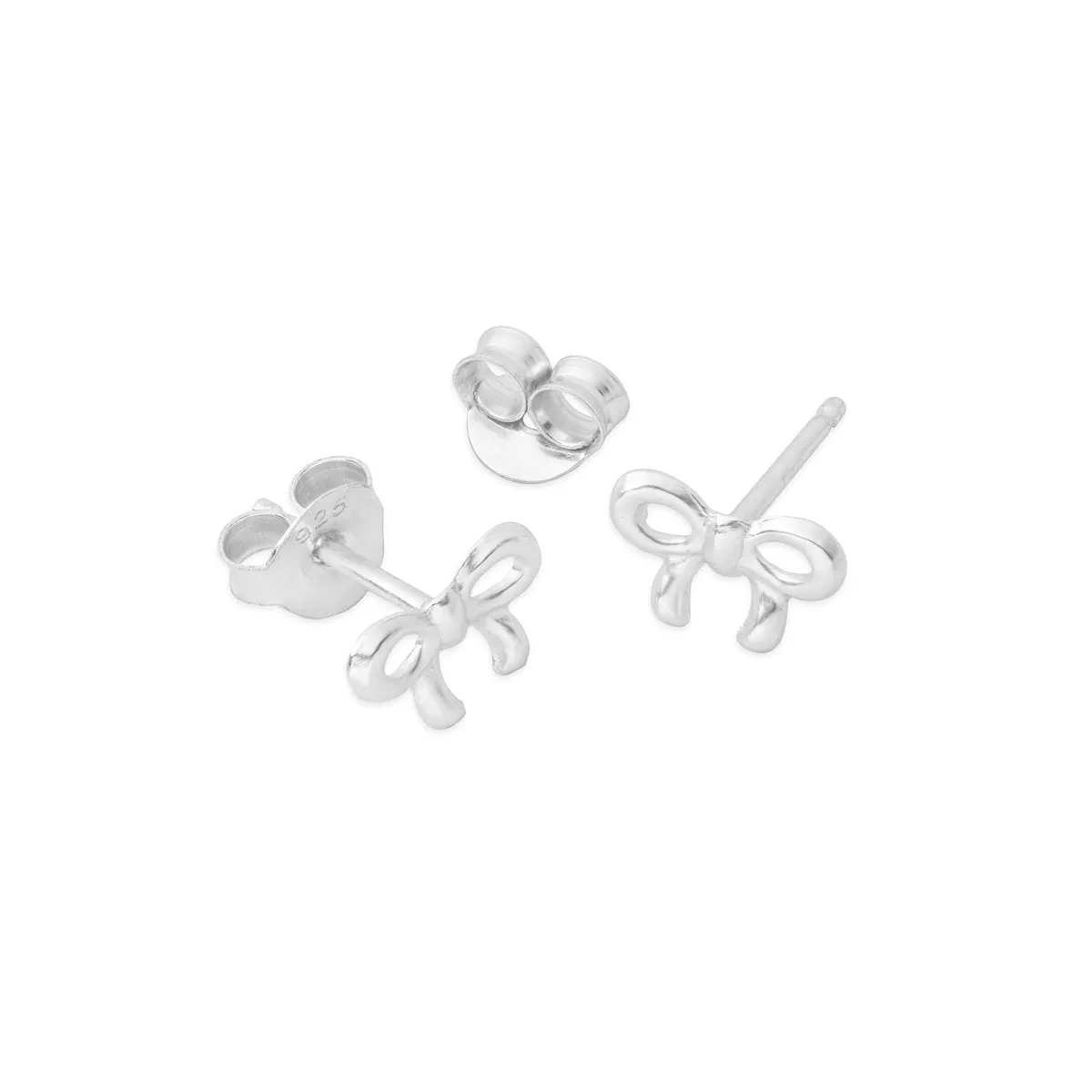 Elegant Sterling Silver Bow Stud Earrings
