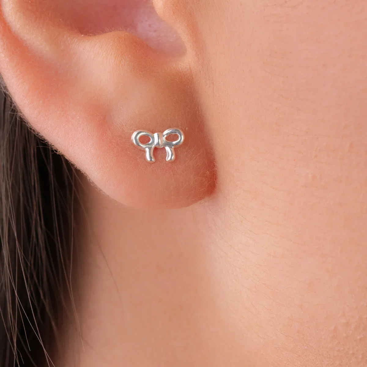 Elegant Sterling Silver Bow Stud Earrings