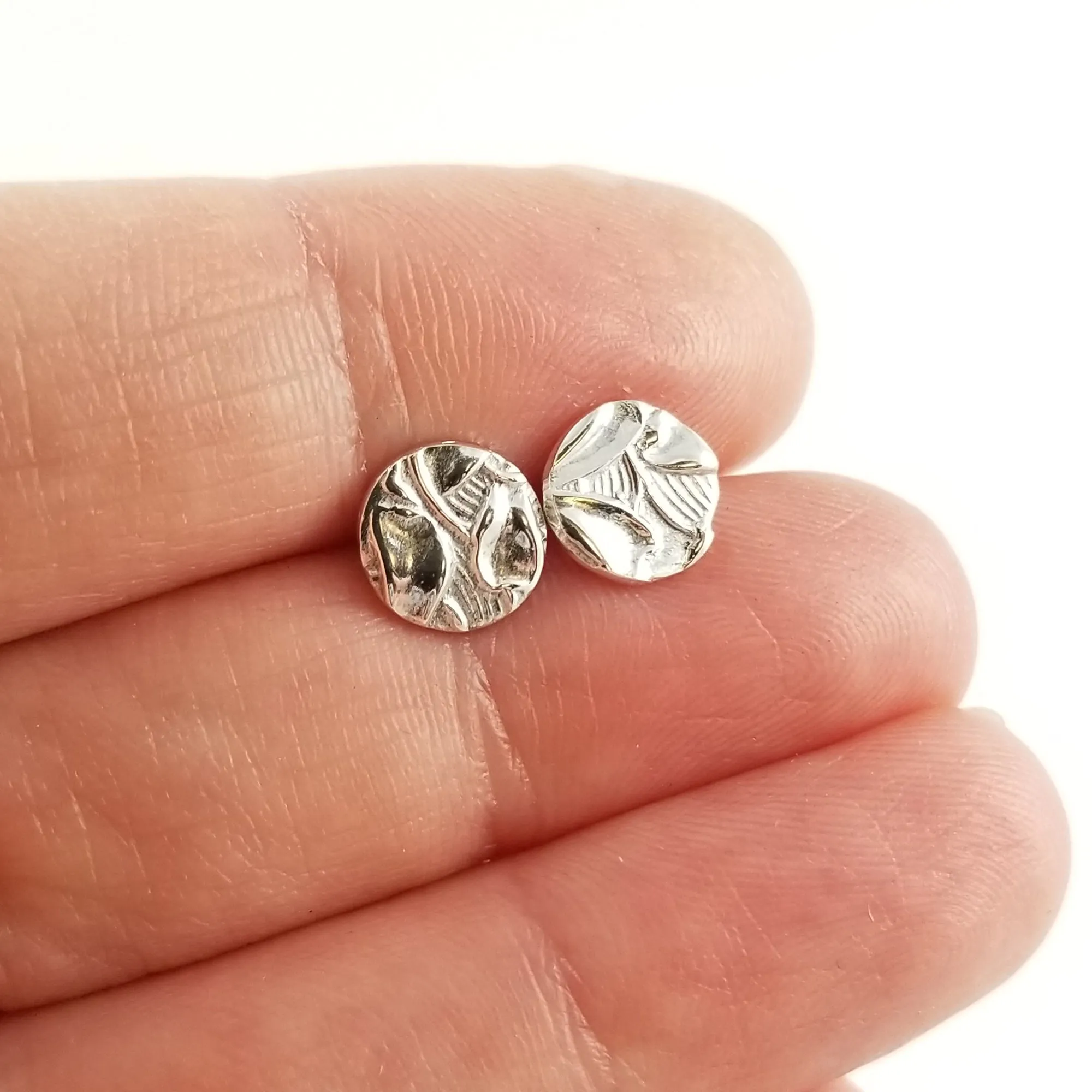 Sterling Silver Floral II Spoon Stud Earrings