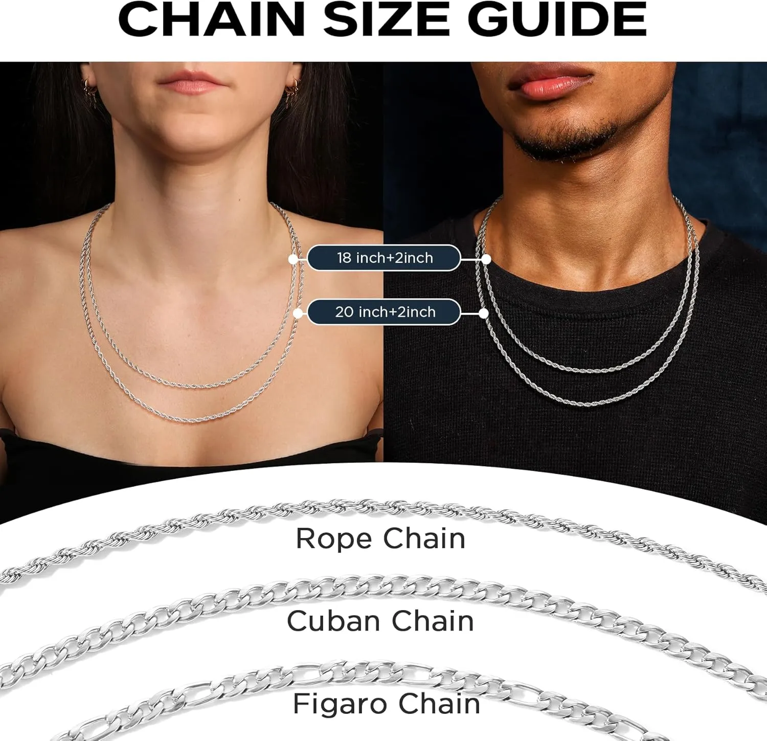 SWEETV 18K Gold Over 925 Sterling Silver Cross Necklace for Men/Women, Stainless Steel Cuban/Rope Chain Cross Pendant 18-20 inch, Religious Jewelry Gifts for Men