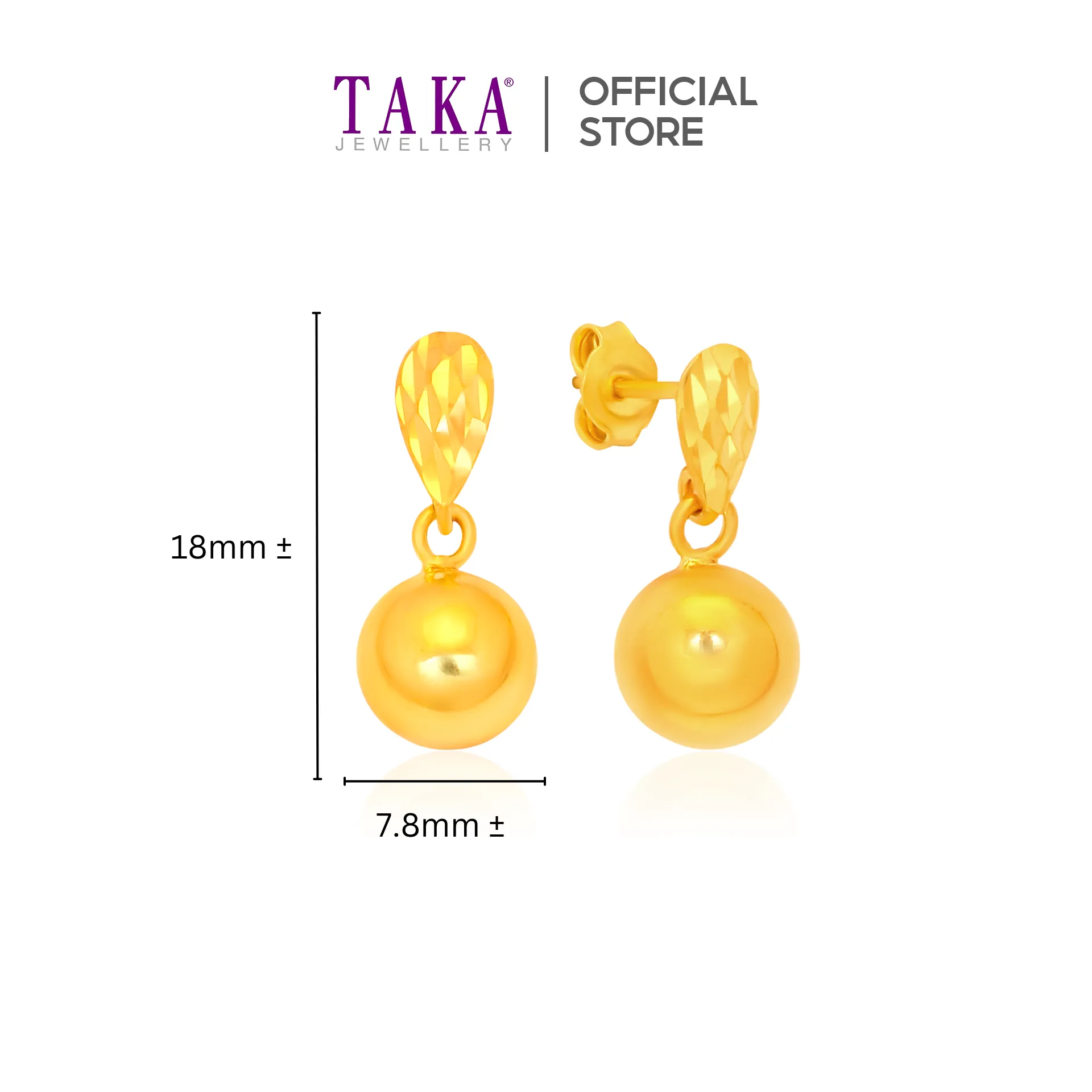 TAKA Jewellery 916 Gold Earrings