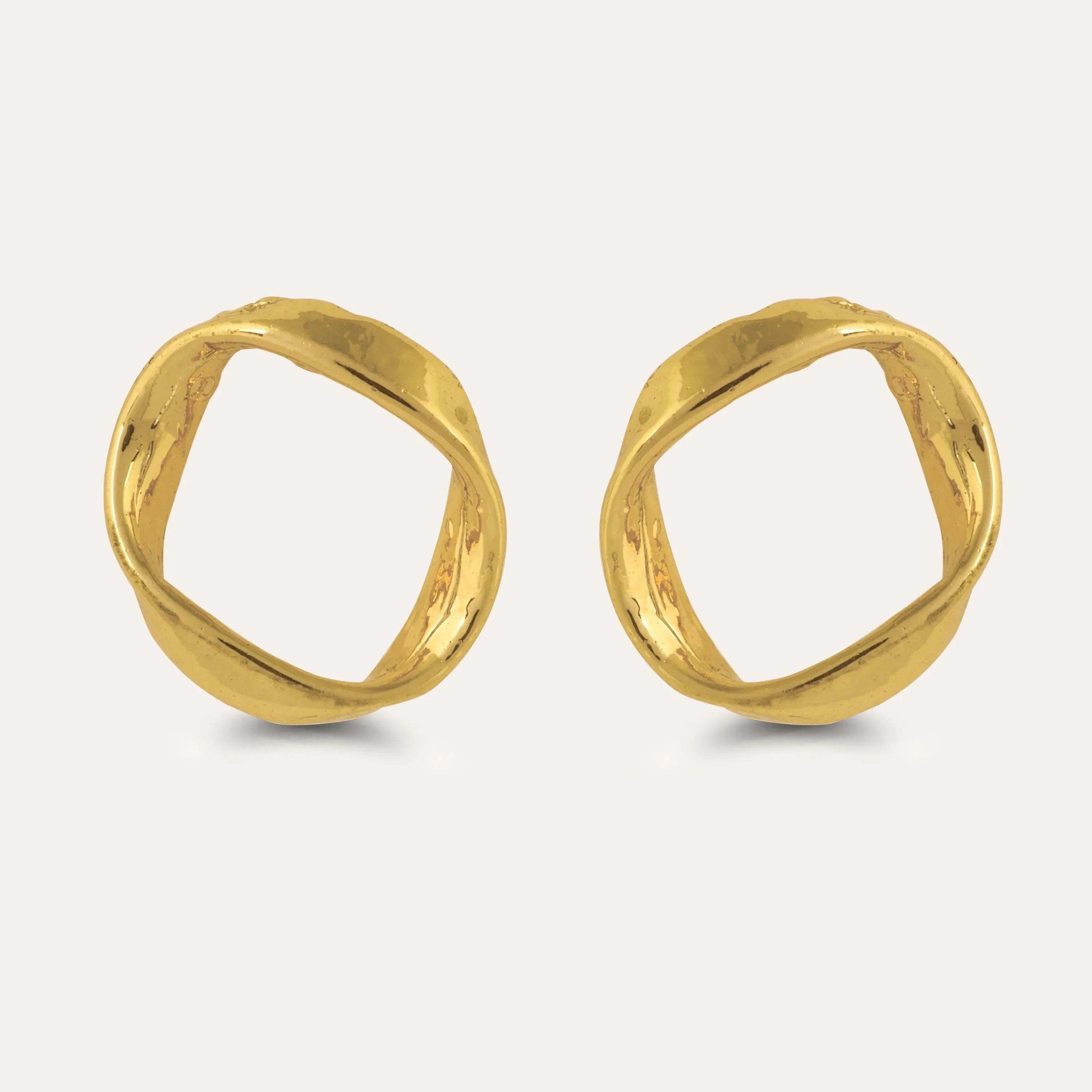 TFC Round Gold Plated Stud Earrings