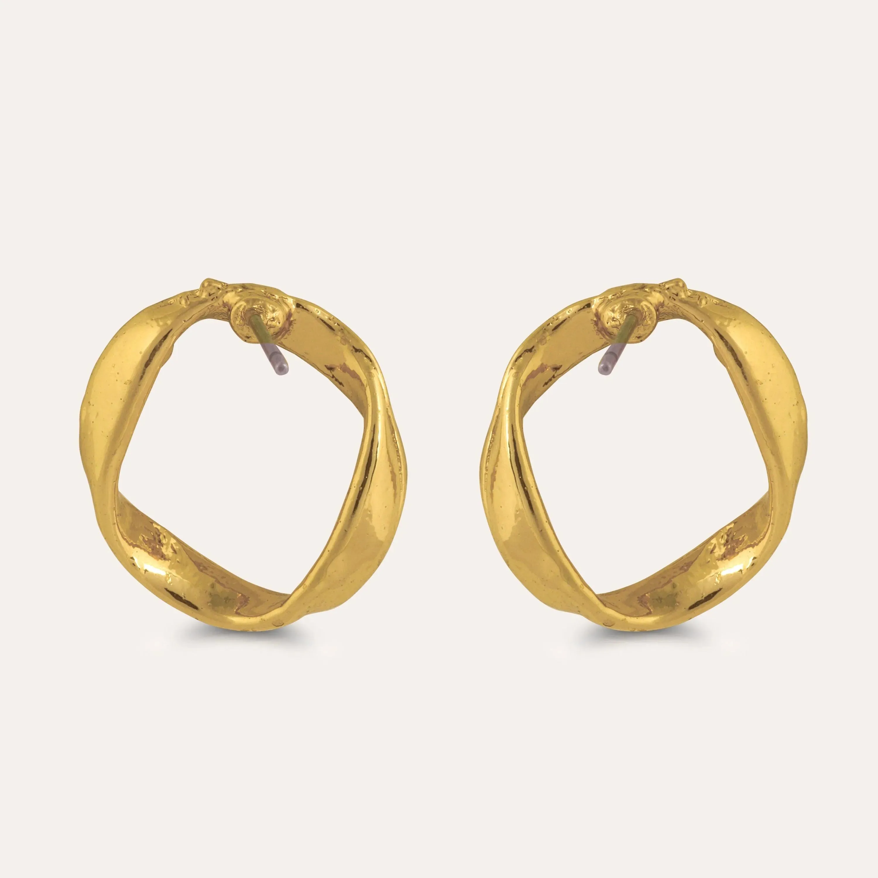 TFC Round Gold Plated Stud Earrings