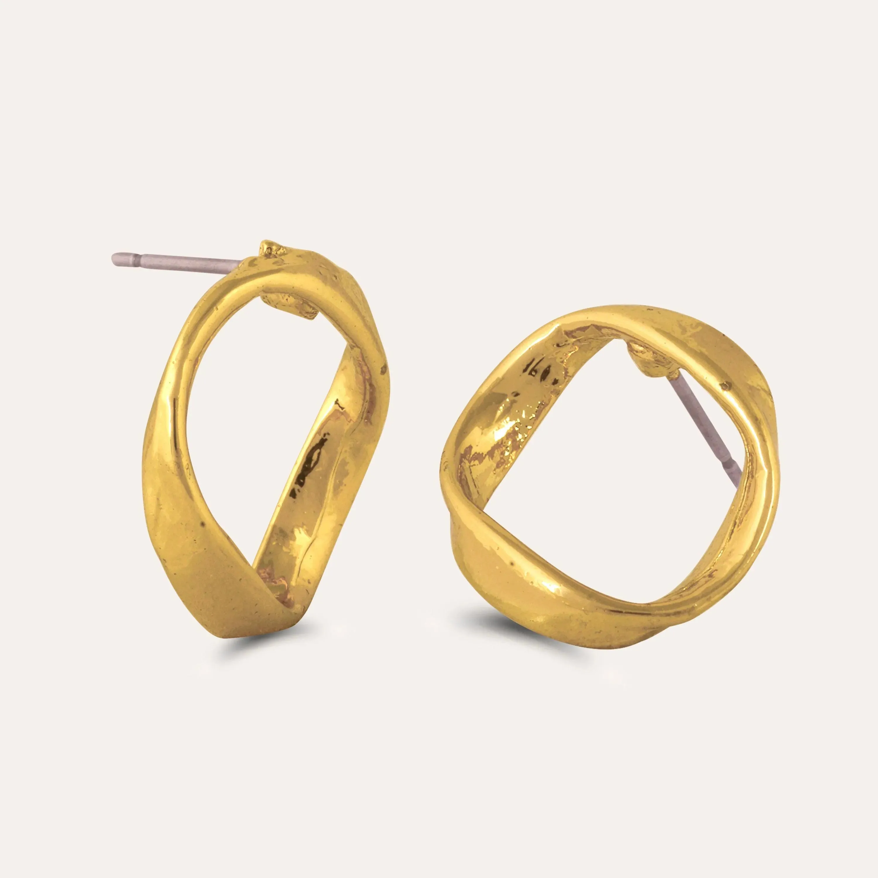 TFC Round Gold Plated Stud Earrings