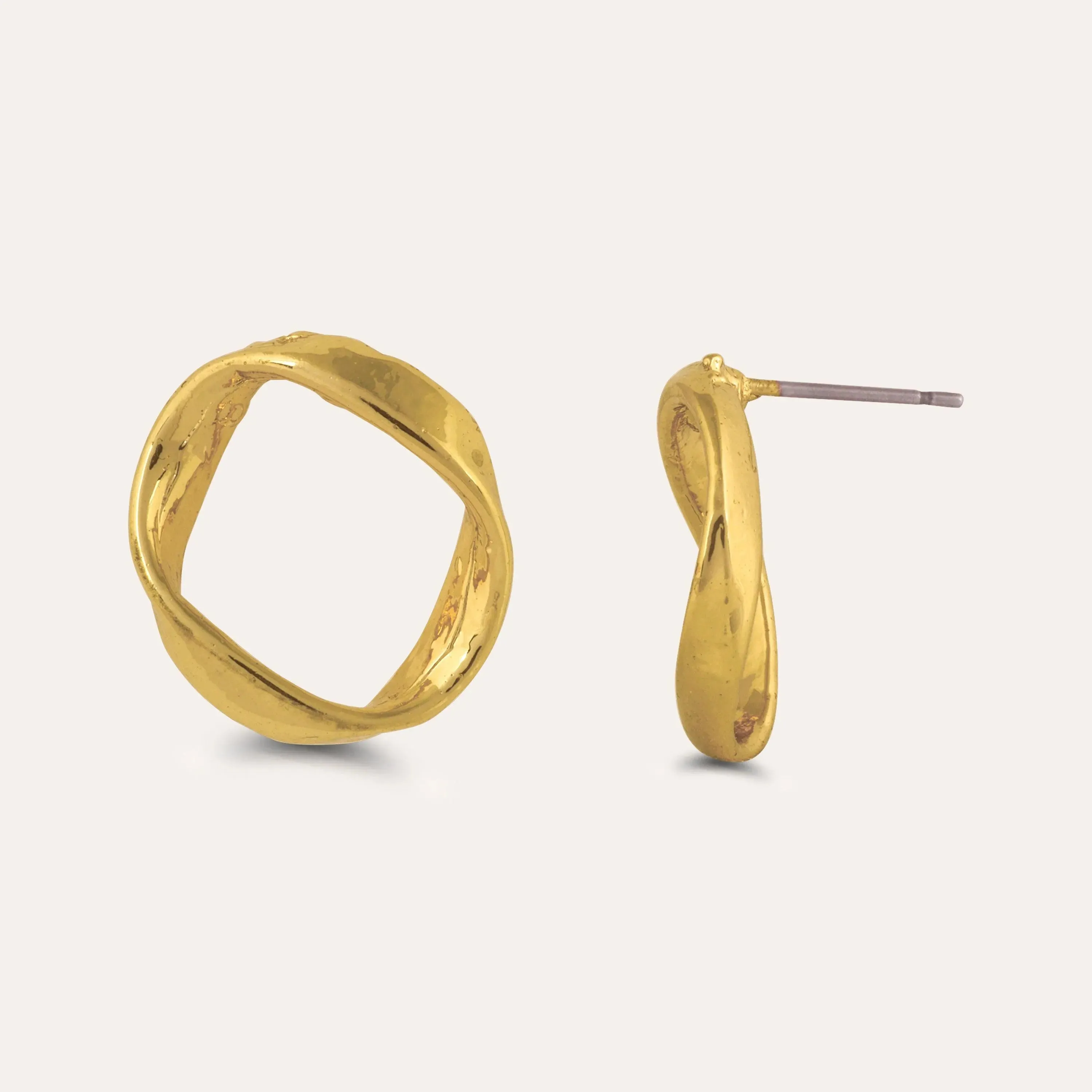 TFC Round Gold Plated Stud Earrings