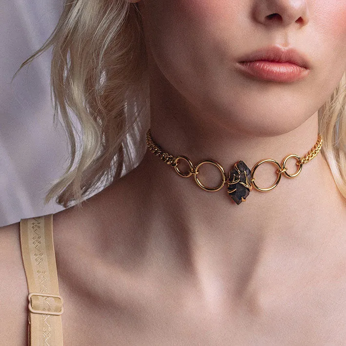 Gold Swamp Roots Gemstone Choker Necklace