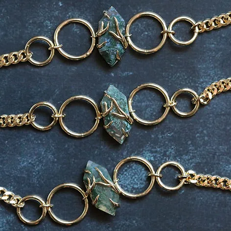 Gold Swamp Roots Gemstone Choker Necklace