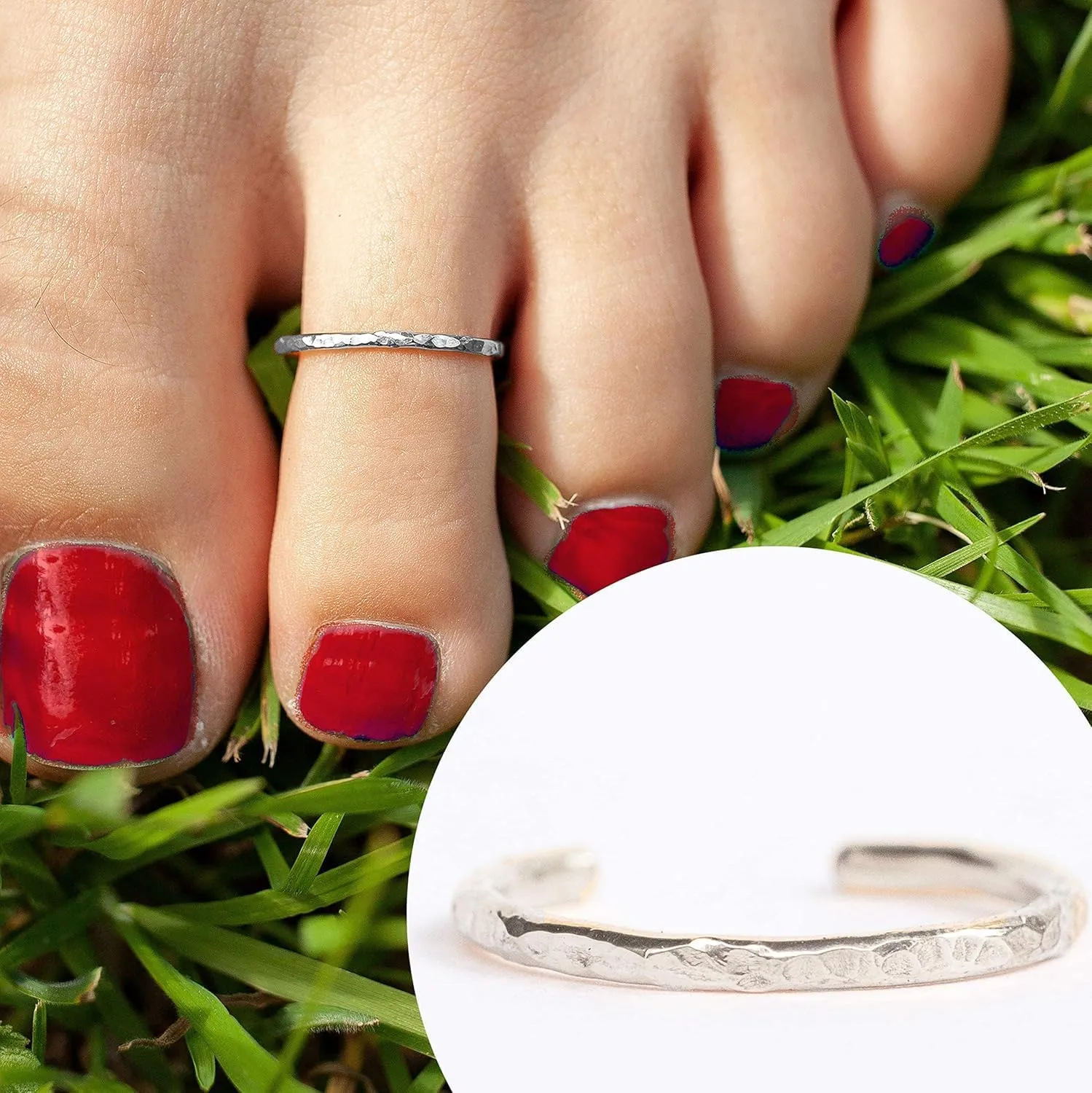 Toe Ring for Women??Adjustable ??Silver, Gold, or Rose Gold ??Simple and Comfortable | Gold Filled, Rose Gold, Sterling Silver (Hammered, Sterling Silver)