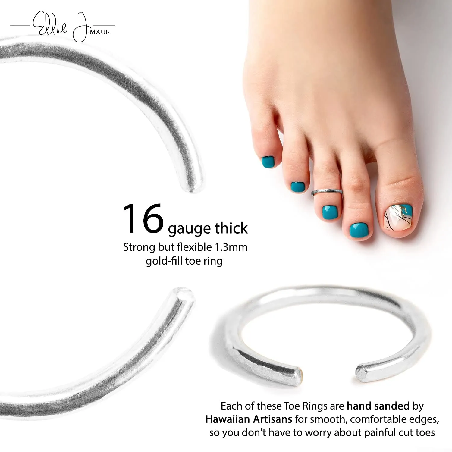 Toe Ring for Women??Adjustable ??Silver, Gold, or Rose Gold ??Simple and Comfortable | Gold Filled, Rose Gold, Sterling Silver (Hammered, Sterling Silver)