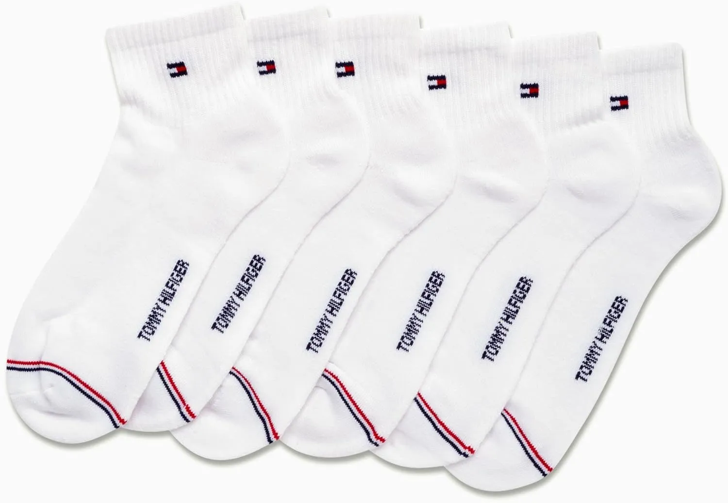 Tommy Hilfiger Men's Quarter Socks - 6 Pack Soft Stretch Cushioned Athletic Running Ankle Socks for Men (Sizes: 7-12)