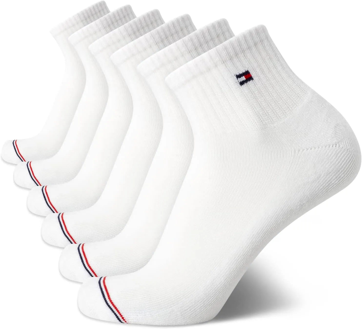 Tommy Hilfiger Men's Quarter Socks - 6 Pack Soft Stretch Cushioned Athletic Running Ankle Socks for Men (Sizes: 7-12)