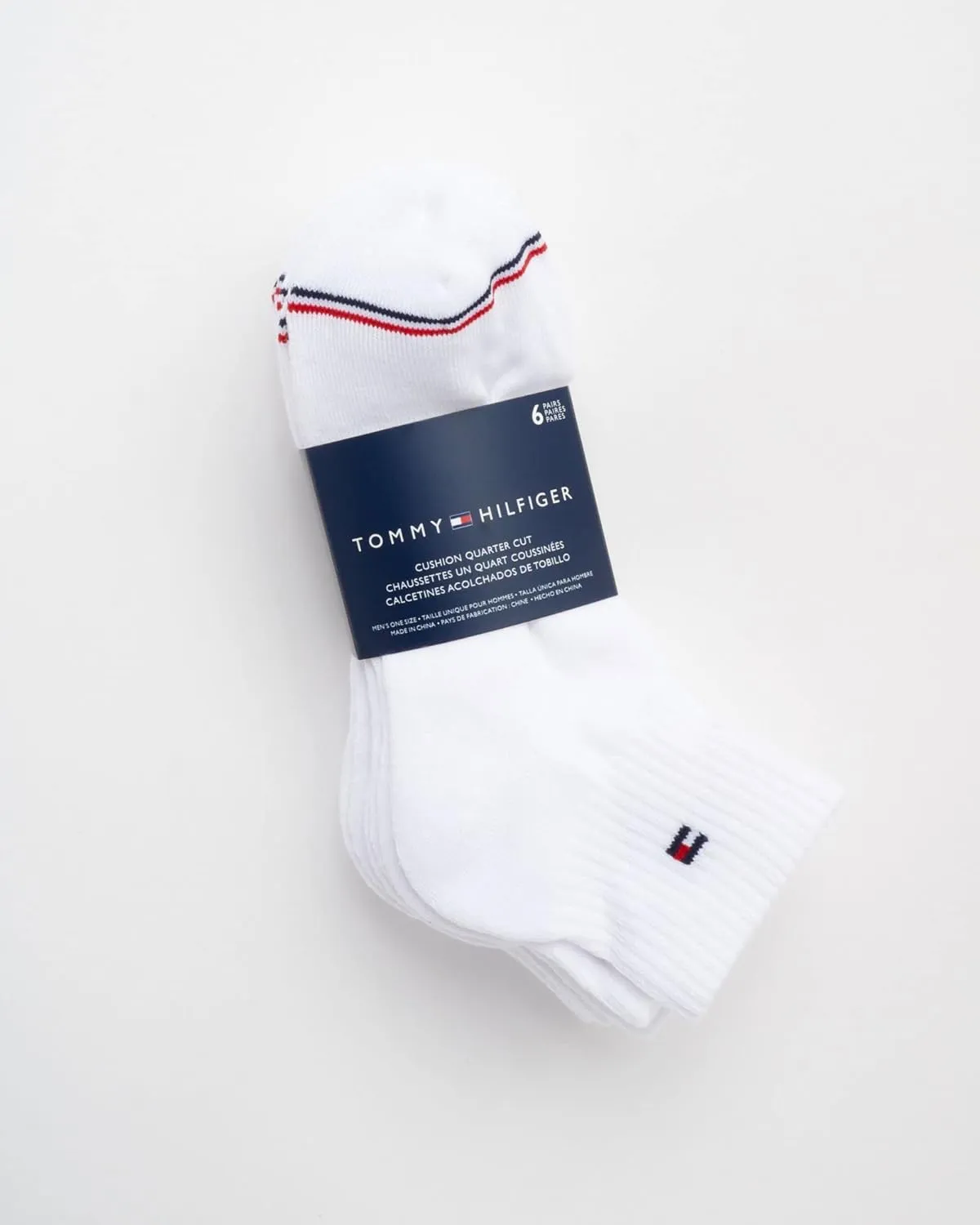 Tommy Hilfiger Men's Quarter Socks - 6 Pack Soft Stretch Cushioned Athletic Running Ankle Socks for Men (Sizes: 7-12)