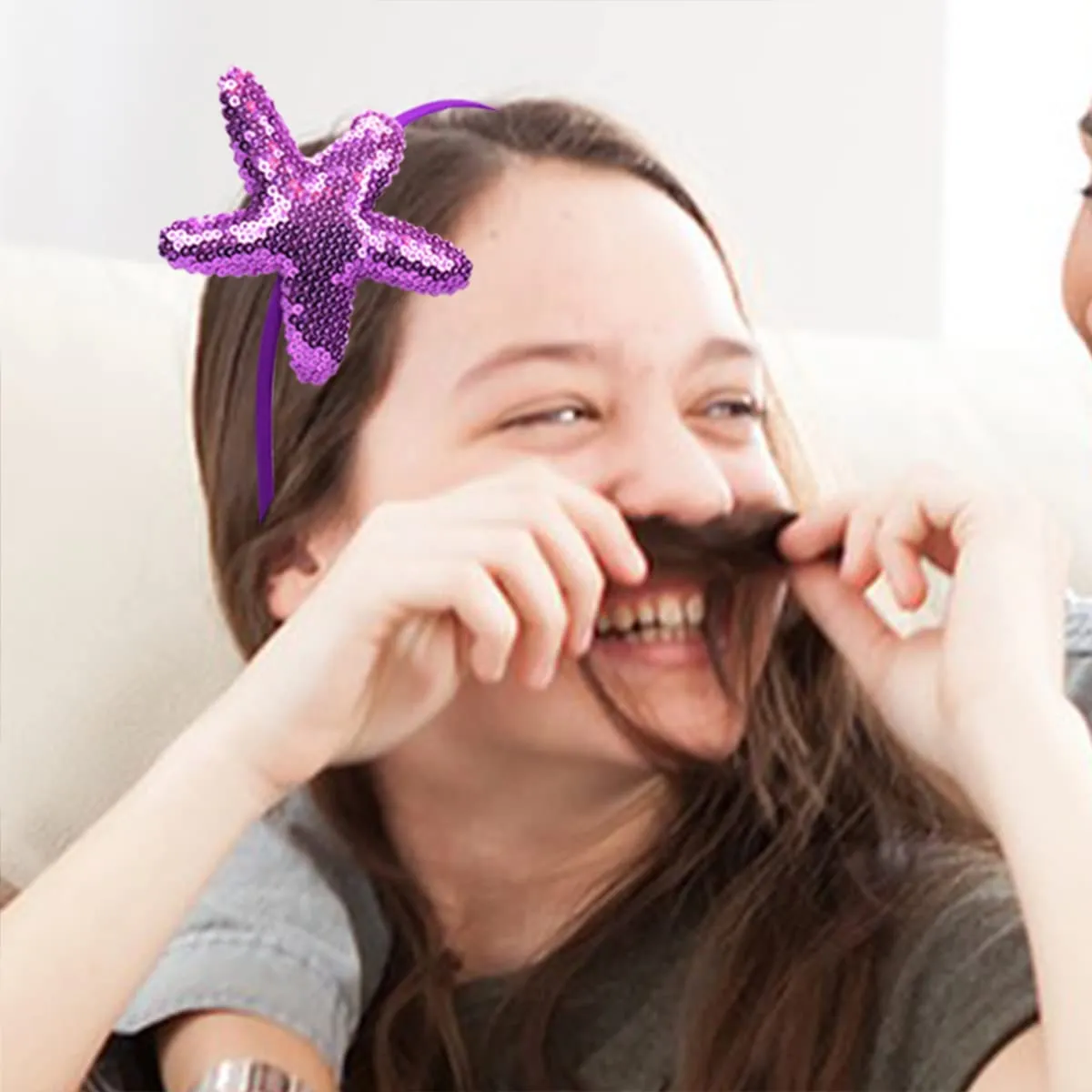 Totelux Starfish Sequins Headband Glitter Sea Star Hair Bands Purple Sea Shell Hair Accessories for Women Girls Beach Birthday Party Favors Decoration Supplies