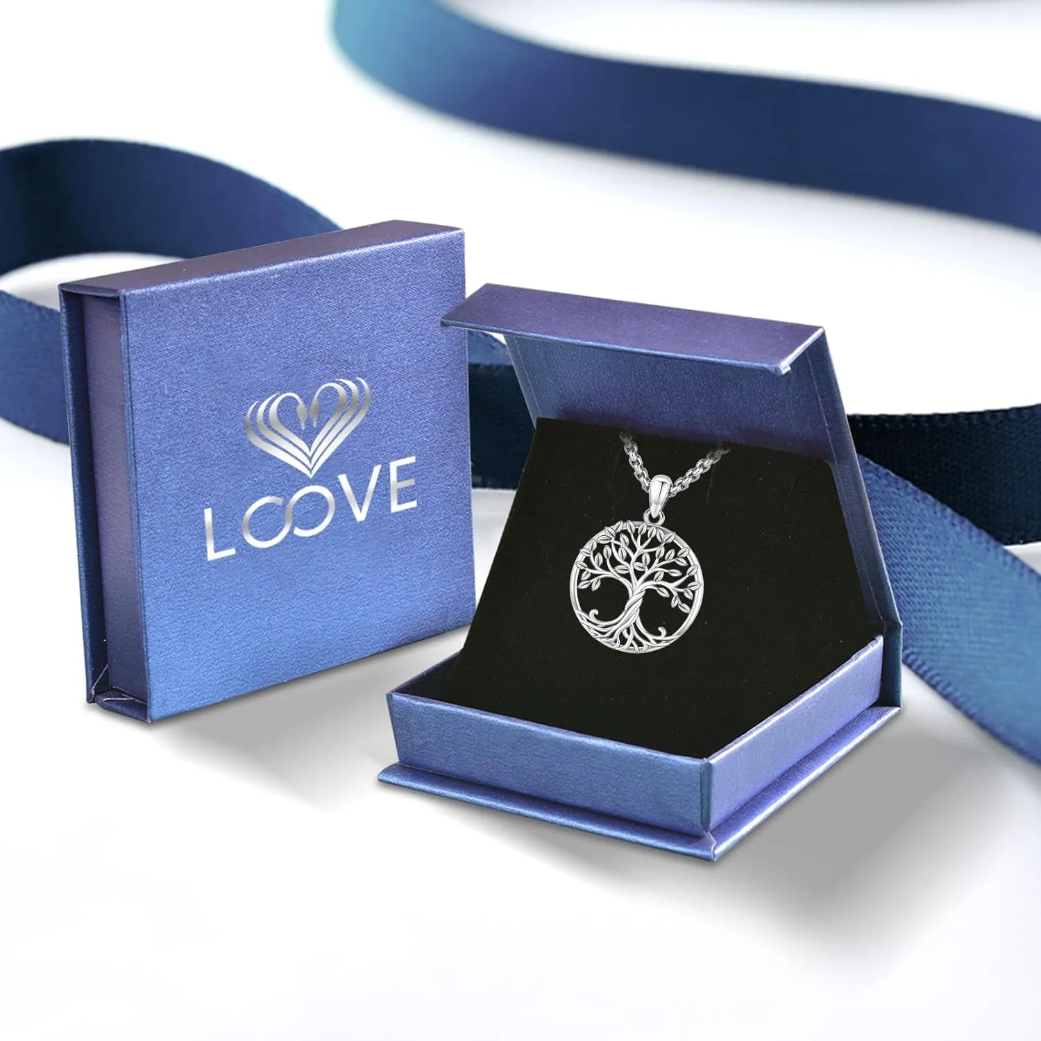 Tree of Life Necklace for Women Sterling Silver Celtic Moon Tree Moonstone Turquoise Pendant Heart Family Tree Necklace for Mother Daughter Sister Gifts