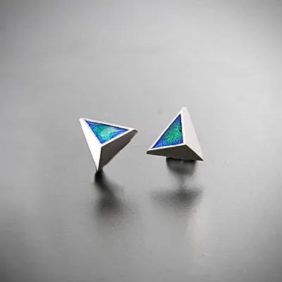 Triangles silver and enamel earrings