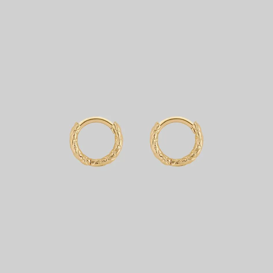 VEGA. Snake Skin Clicker Hoop Earrings - Gold
