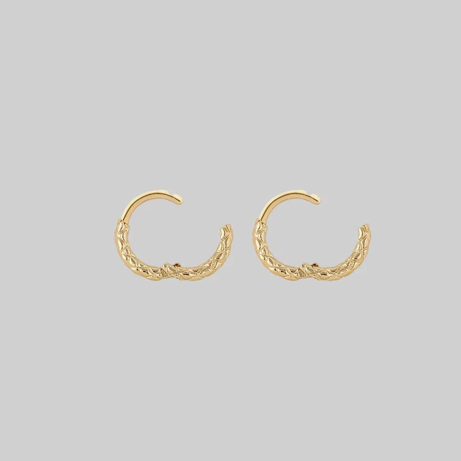 VEGA. Snake Skin Clicker Hoop Earrings - Gold
