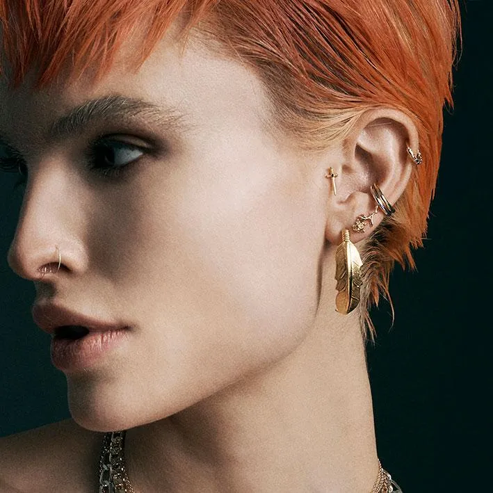 VEGA. Snake Skin Clicker Hoop Earrings - Gold