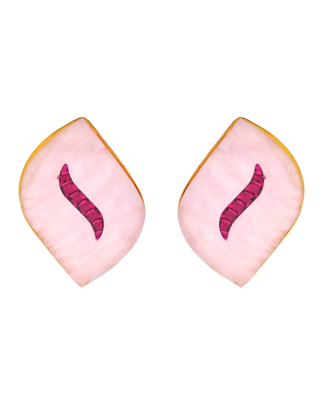 Wave Earrings | Green & Raspberry