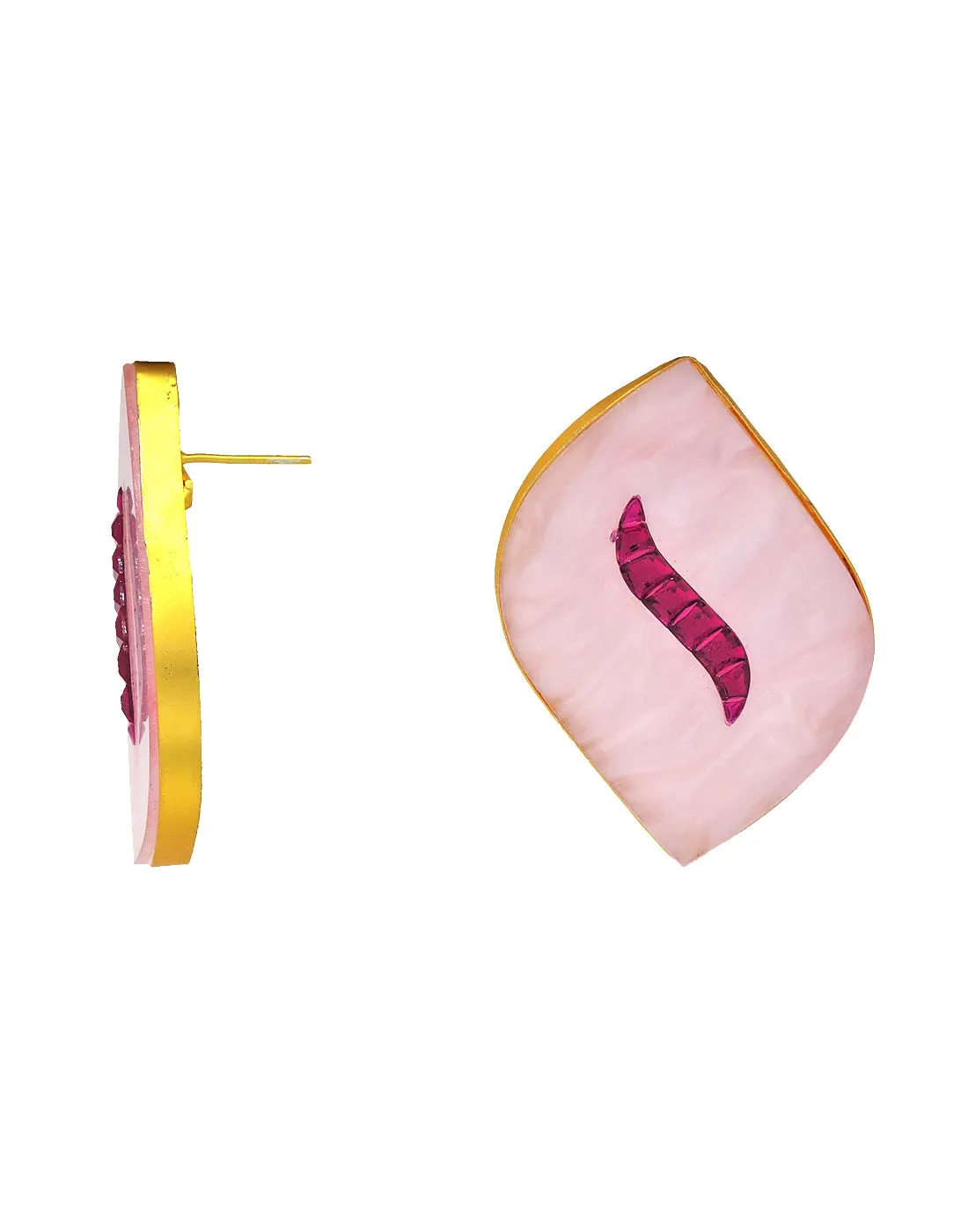 Wave Earrings | Green & Raspberry