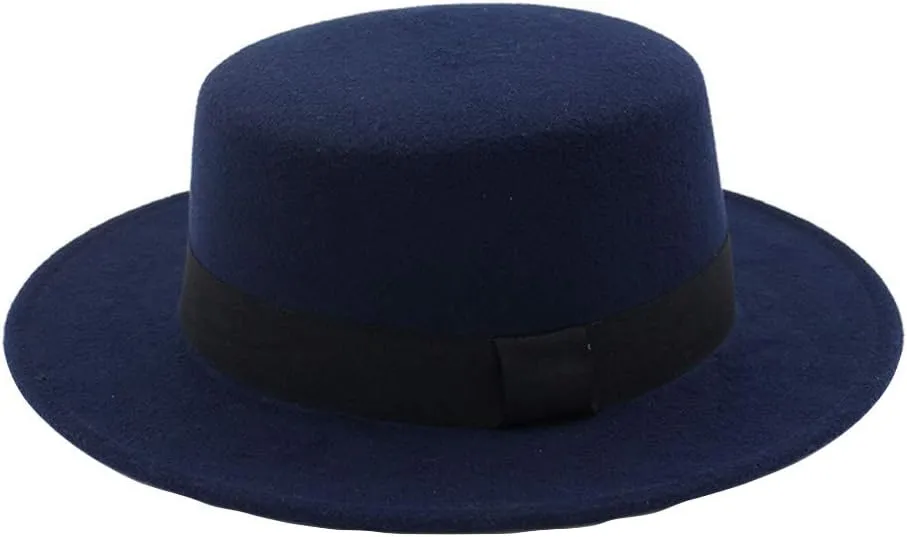 Wide Brim Fedora Hats for Women Dress Hats for Men Panama Hat Warm Flat Top Pork Pie Cap Panama Jazz Hat