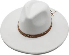 Women's Big Brim Peach Fedora Hat Chain Jazz Top Hat Winter Men's Classic Woolen Hat