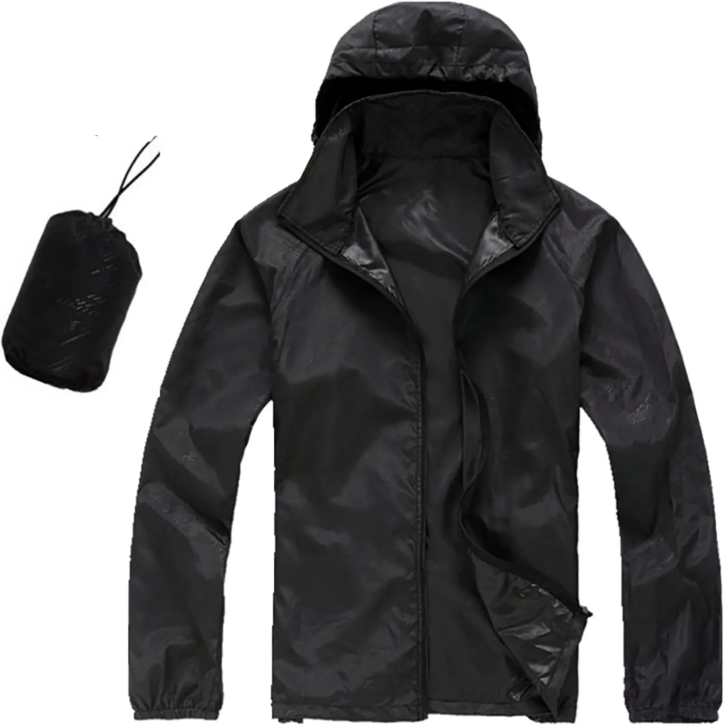 Womens Rain Jacket Outdoor Sports Windbreaker Jackets Lightweight Waterproof Raincoat Solid Color Packable Rain Coats