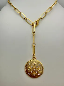 Y Necklace with Flowered Circle