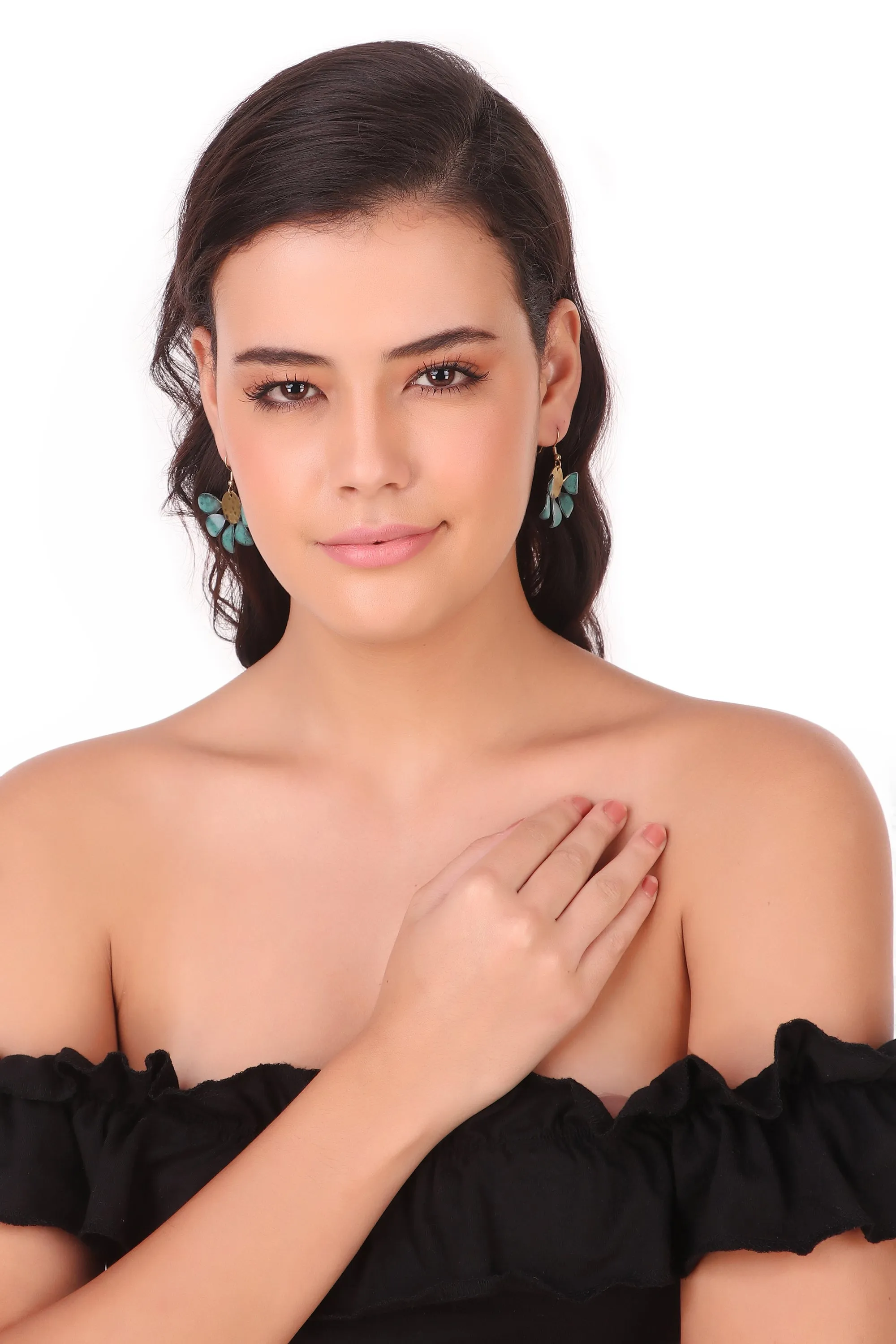 Yasmin earrings, green - Wholesale