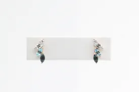 Yellow Gold Blue Topaz Ombre Fan Earrings