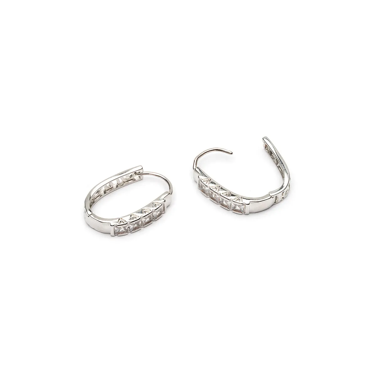 Zirconia Oval Hoop Earrings