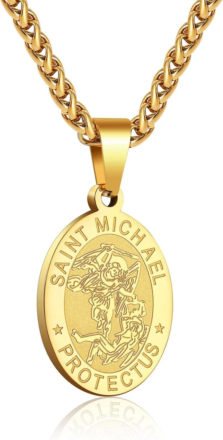 Zocomi Catholic First Communion/Confirmation Gifts for Boys Men,Saint Christopher/Michael/Anthony/Jude/Joseph Medal Necklace??Oval Saint Patron Medal Religious Amulet Gifts