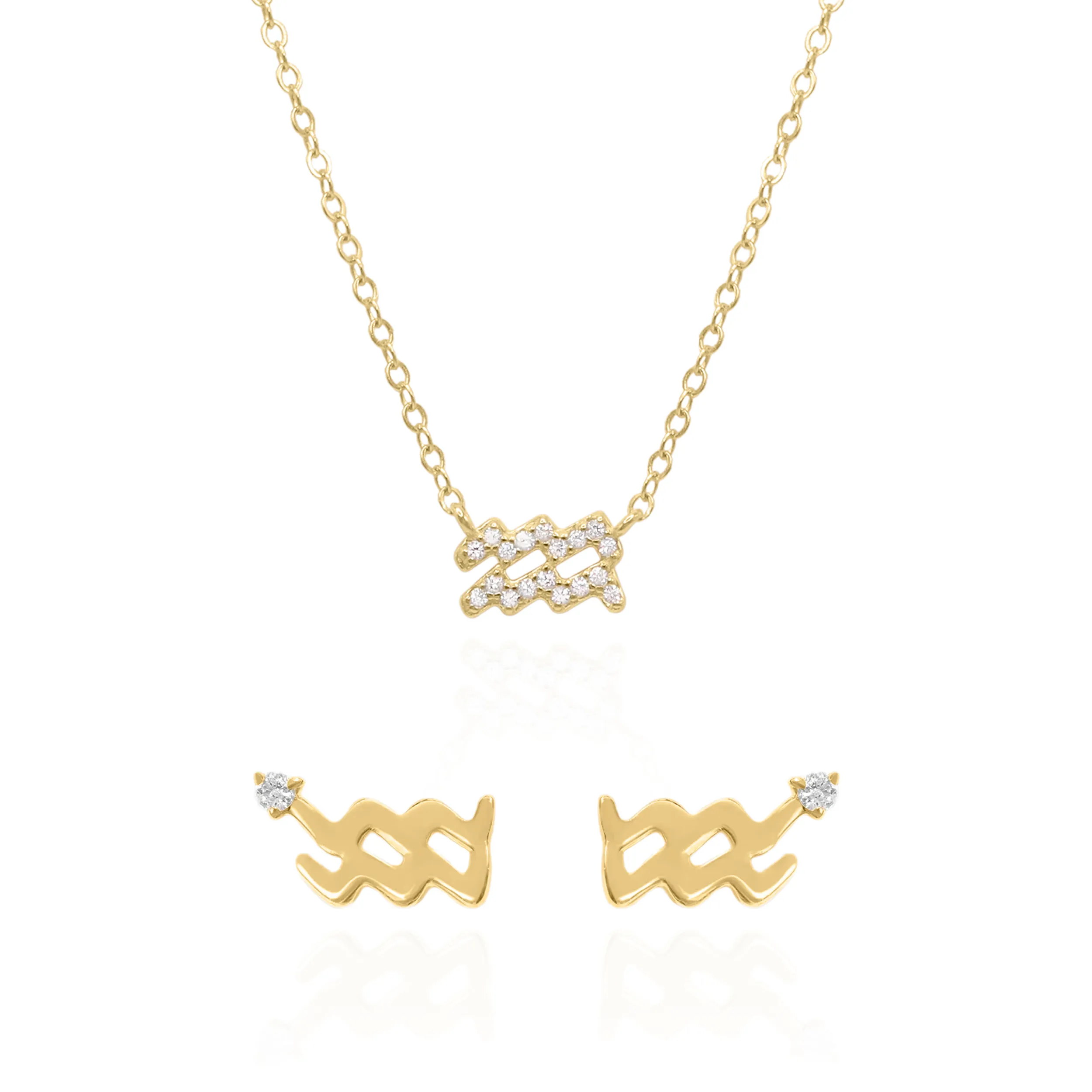 Zodiac Symbol Gift Set | Stud Earrings & Necklace | 18K Gold Plated