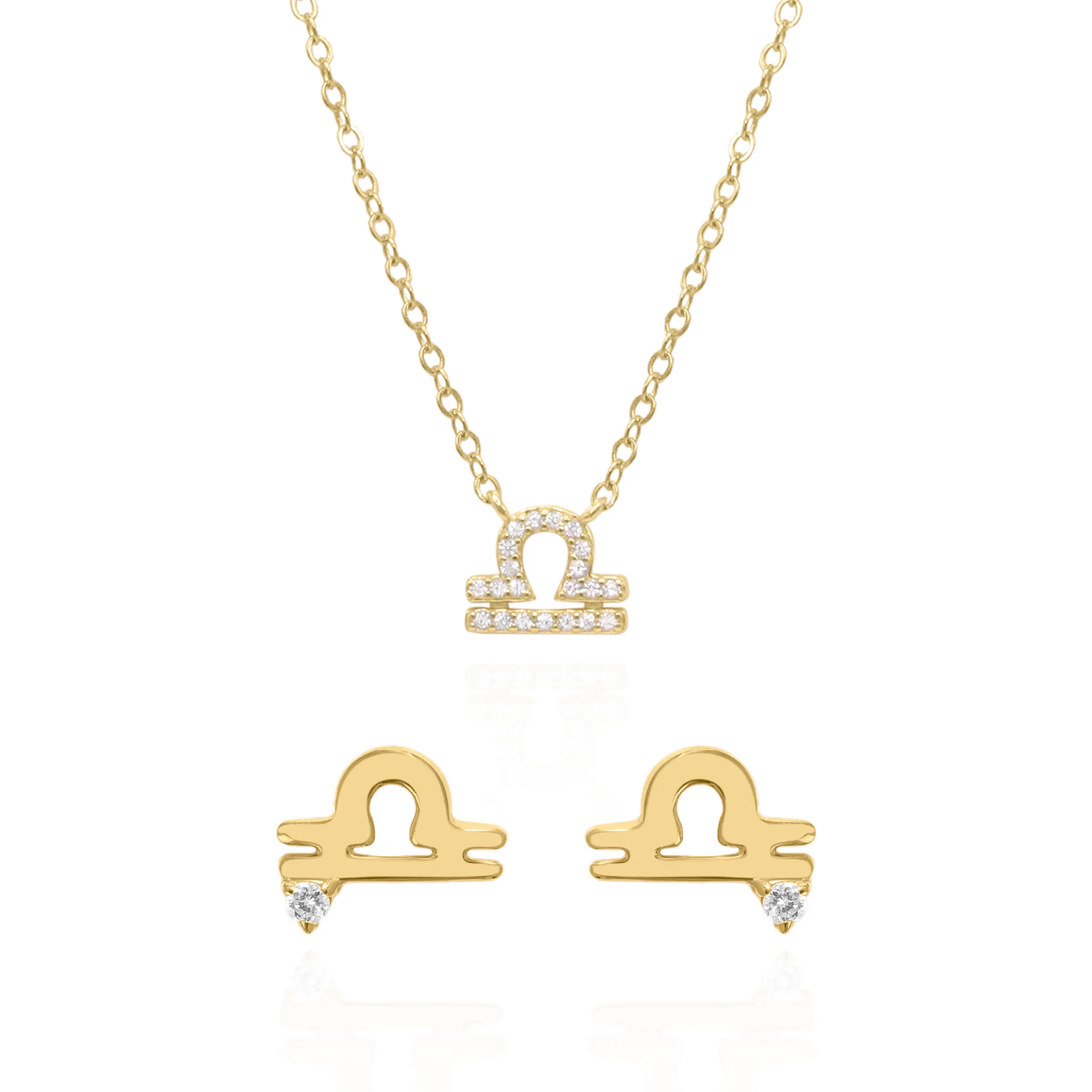 Zodiac Symbol Gift Set | Stud Earrings & Necklace | 18K Gold Plated