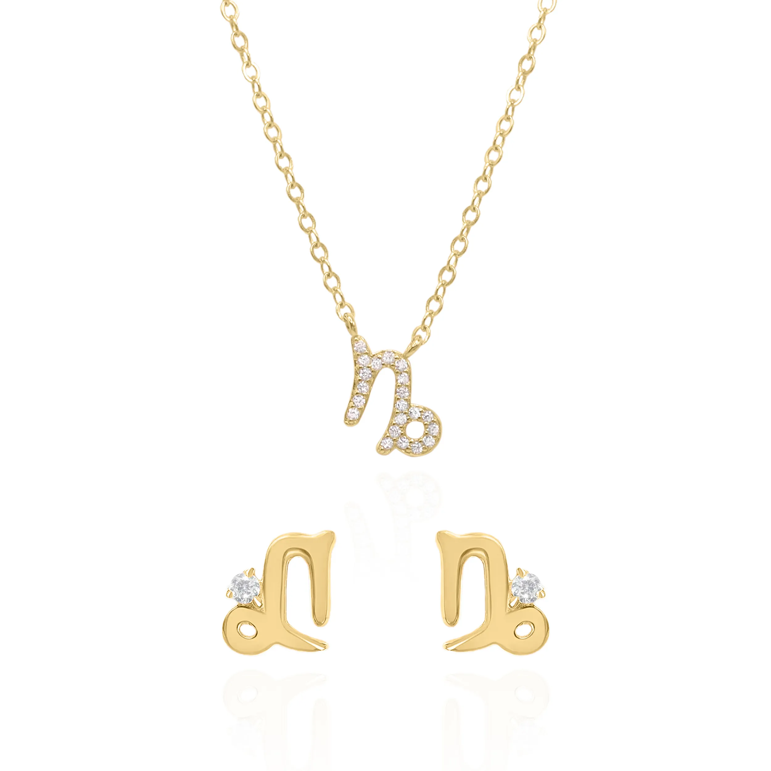 Zodiac Symbol Gift Set | Stud Earrings & Necklace | 18K Gold Plated