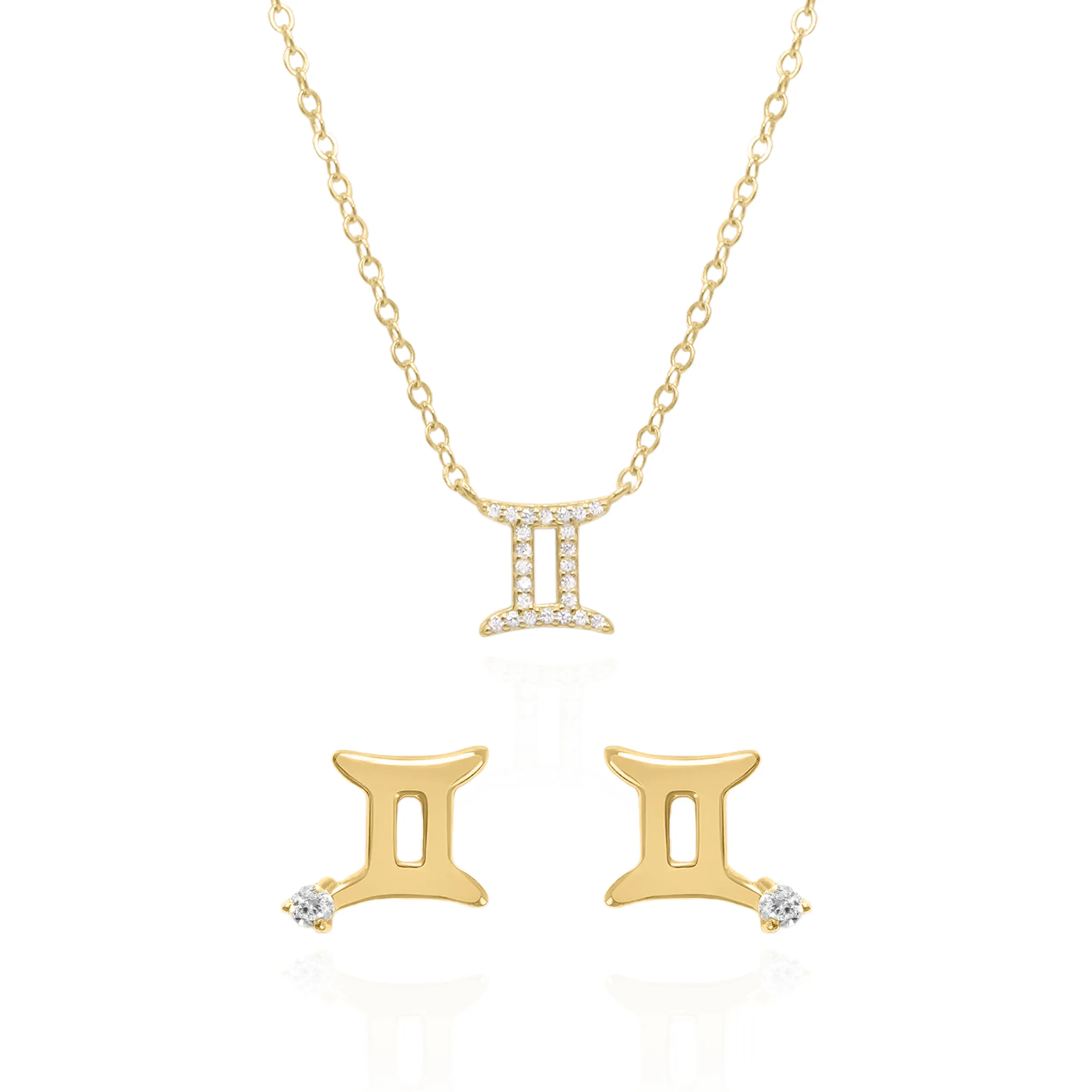 Zodiac Symbol Gift Set | Stud Earrings & Necklace | 18K Gold Plated