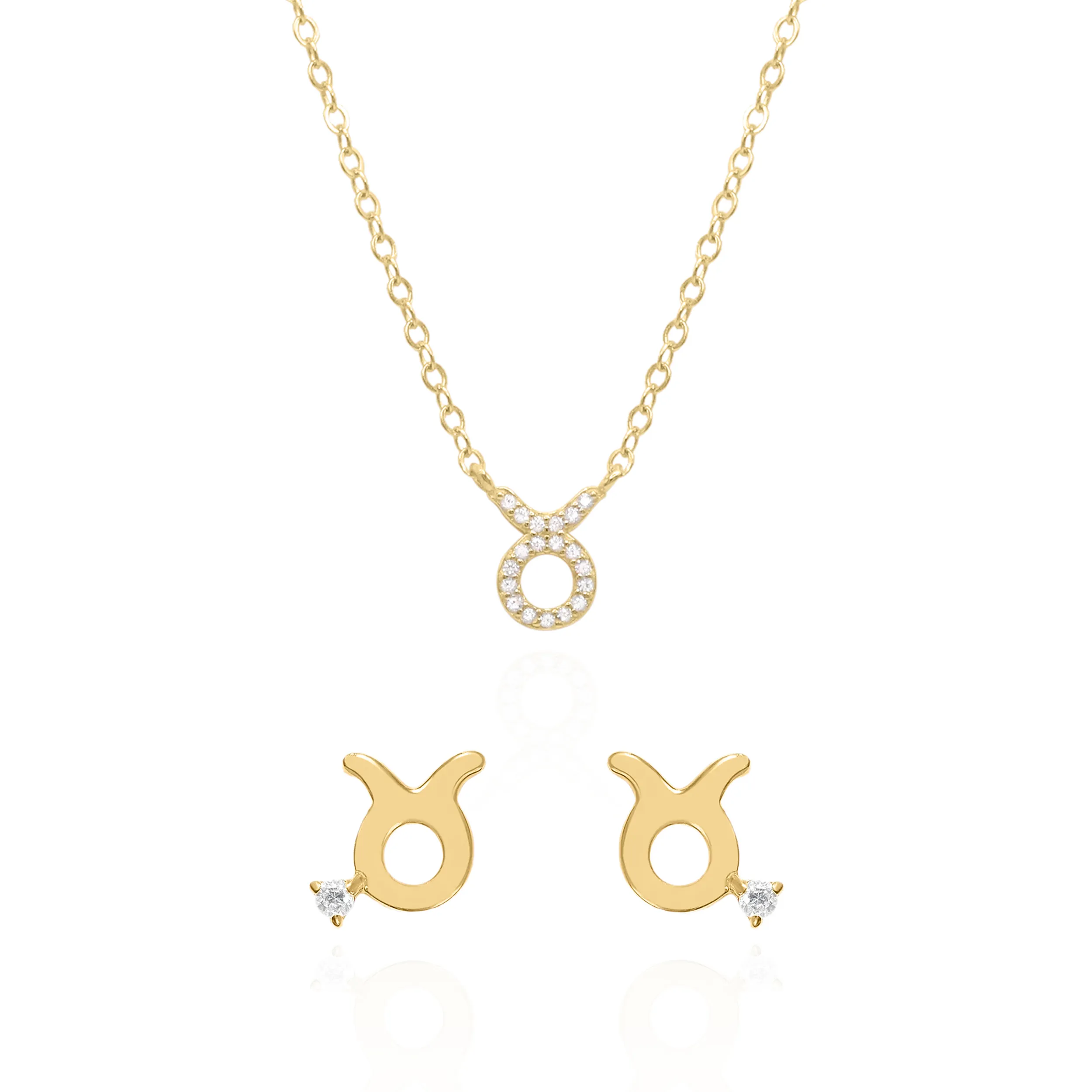 Zodiac Symbol Gift Set | Stud Earrings & Necklace | 18K Gold Plated