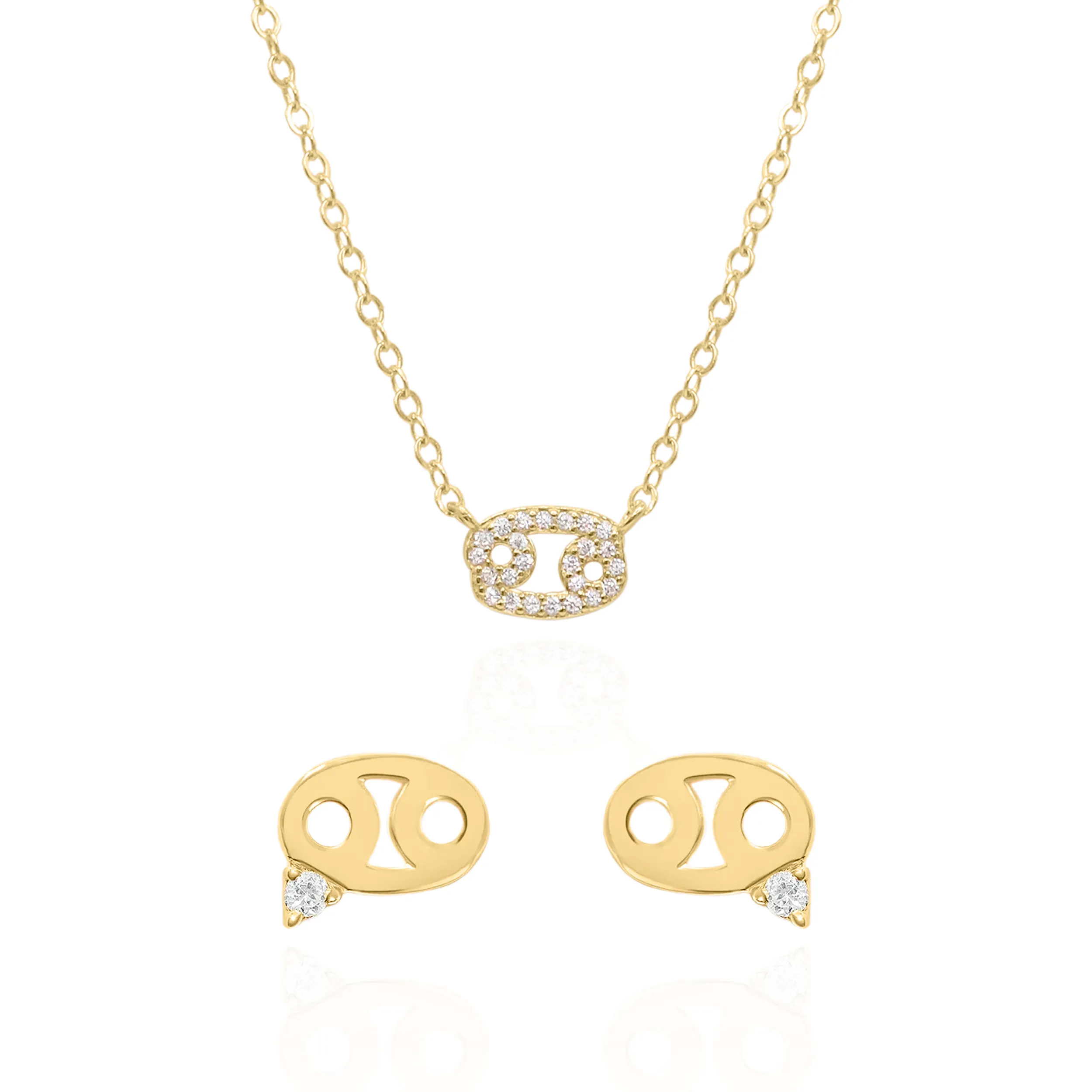 Zodiac Symbol Gift Set | Stud Earrings & Necklace | 18K Gold Plated