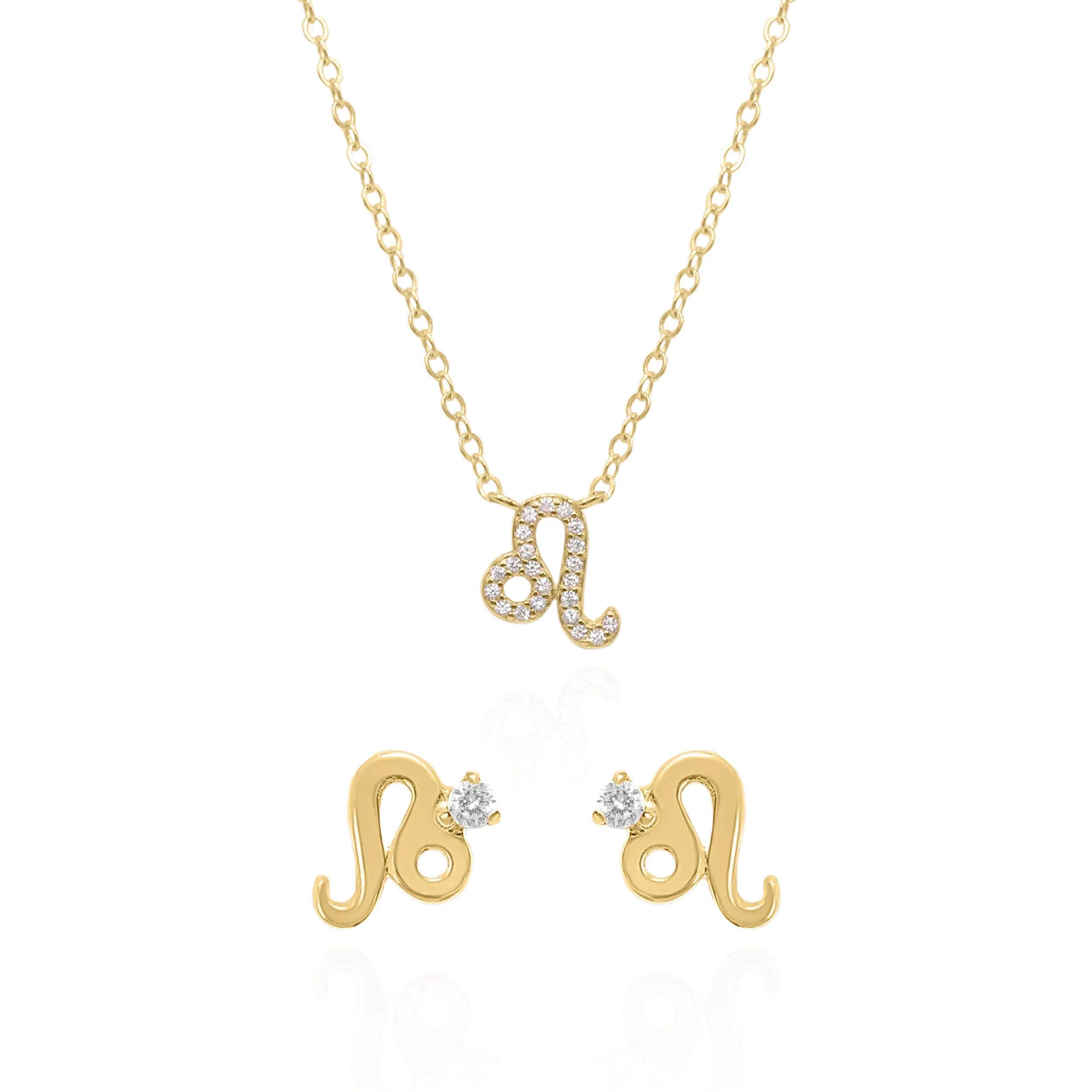 Zodiac Symbol Gift Set | Stud Earrings & Necklace | 18K Gold Plated
