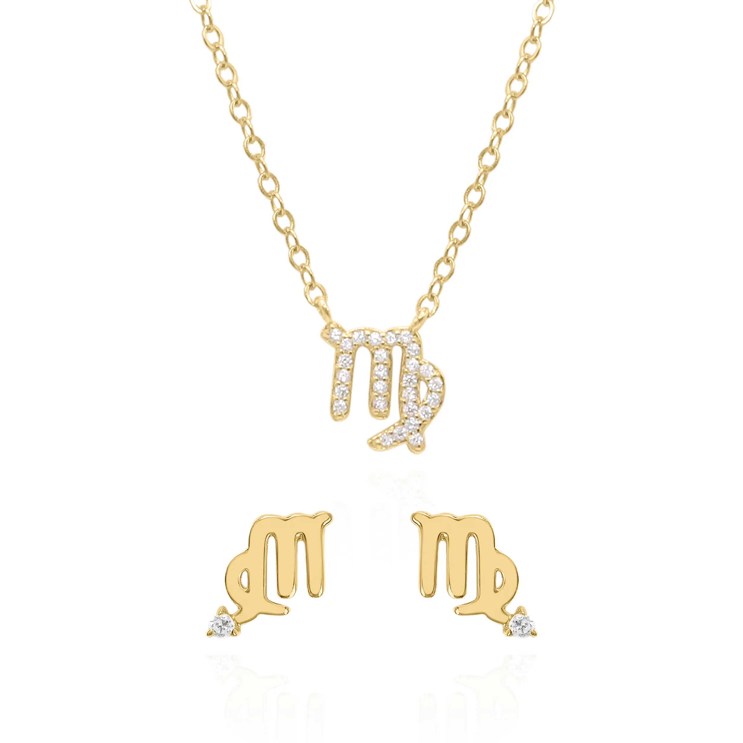 Zodiac Symbol Gift Set | Stud Earrings & Necklace | 18K Gold Plated
