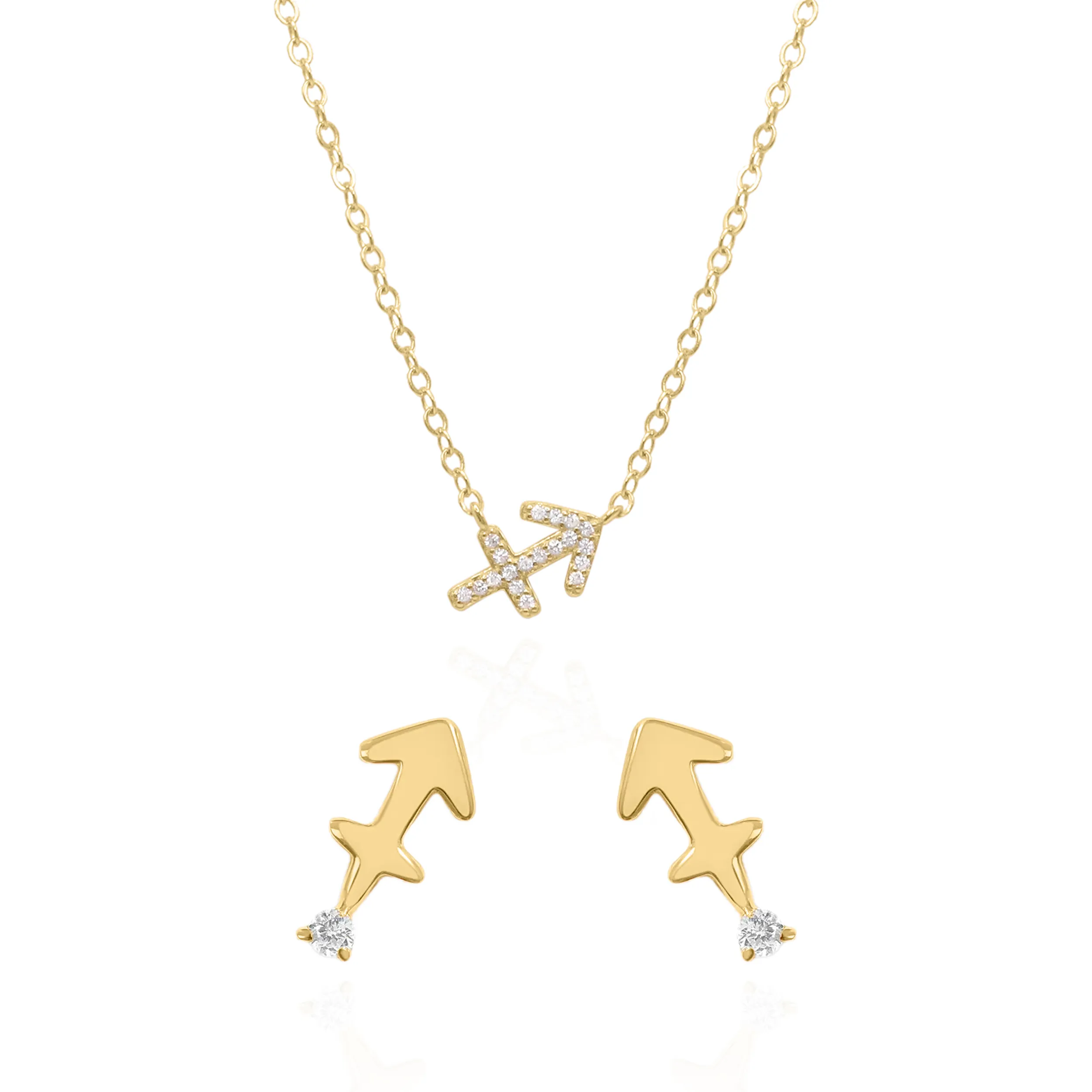 Zodiac Symbol Gift Set | Stud Earrings & Necklace | 18K Gold Plated