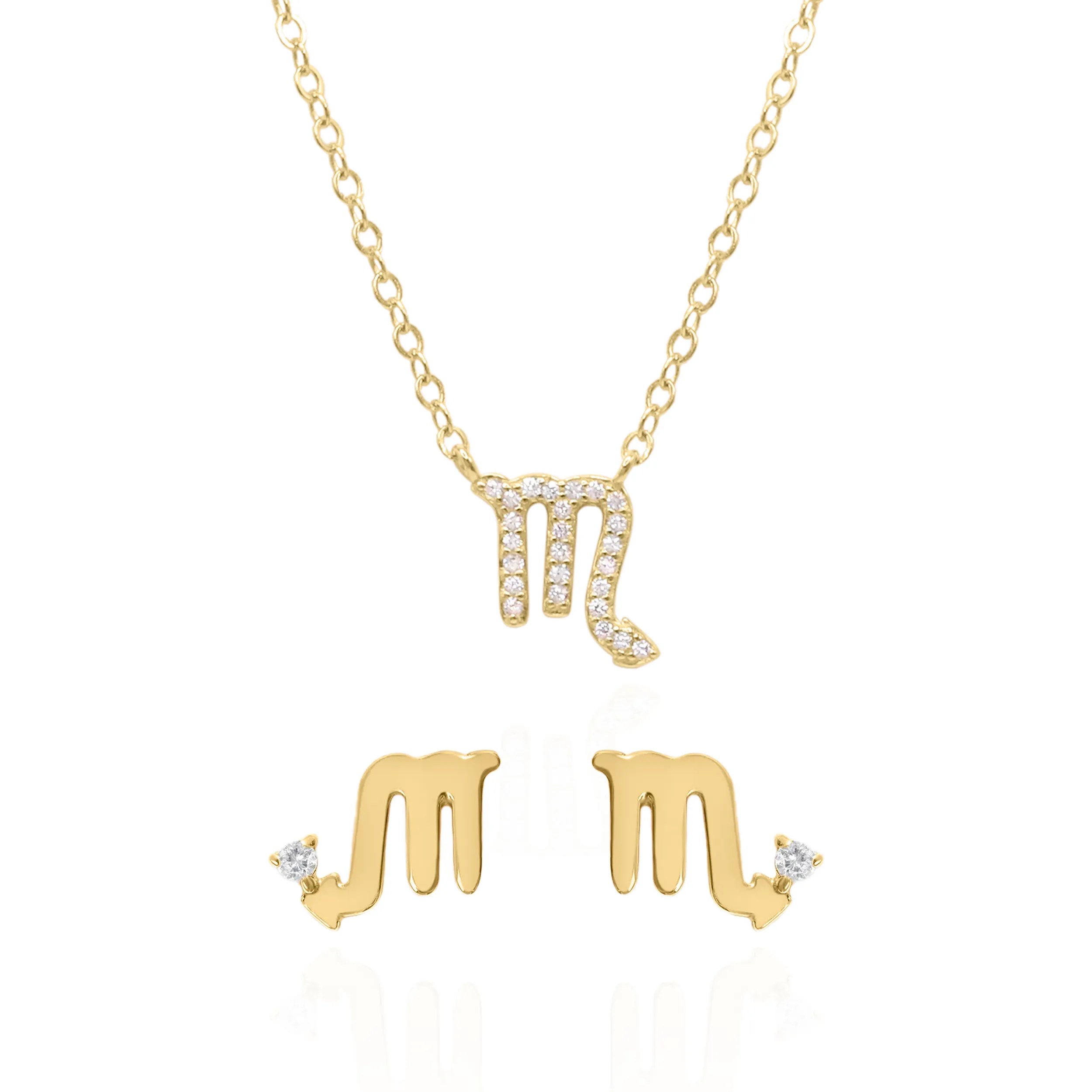 Zodiac Symbol Gift Set | Stud Earrings & Necklace | 18K Gold Plated
